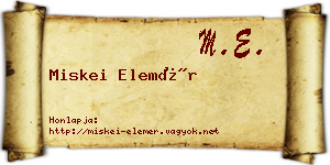 Miskei Elemér névjegykártya